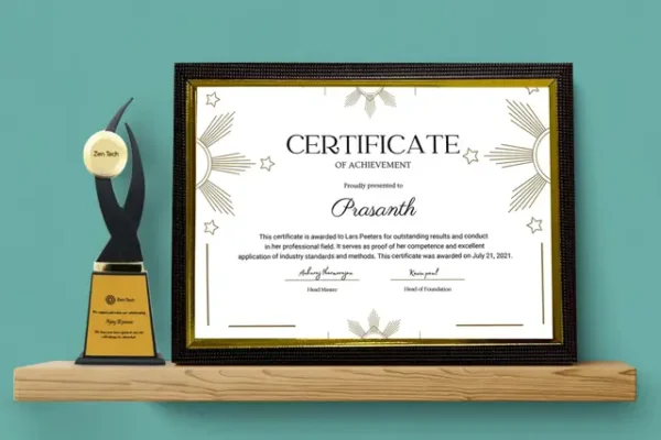 CG A A4 Brown Goldline Framed Certificates